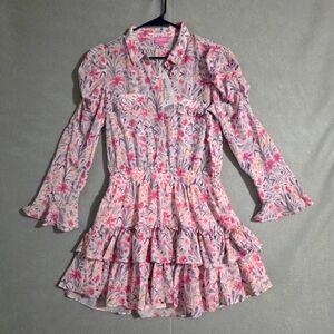 NWT Sincerely Ours Button Front Floral Belle Mini Dress Size Large